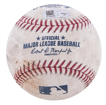 2018 Gleyber Torres Yankees Game Used OML Manfred Baseball Used on 9/10/2018 For RBI Single (MLB Authenticated)